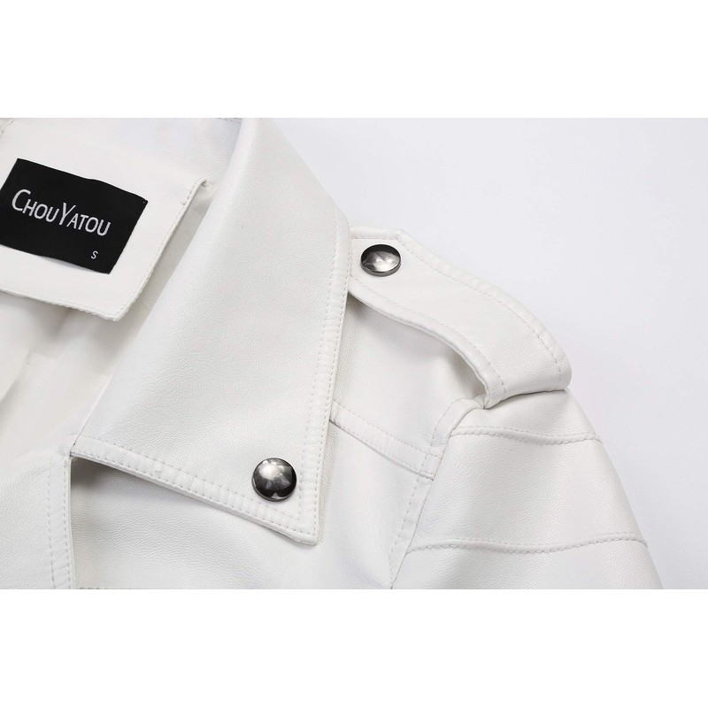 chouyatou Men's Vintage Asymmetric Zip Lightweight Faux Leather Biker Jacket