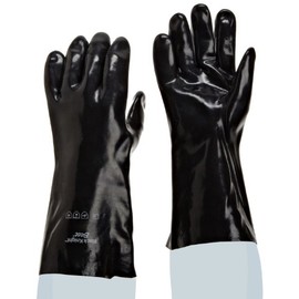 SHOWA 7710 Sanitized PVC Coated Gauntlet Glove, Smooth Grip, Cotton Jersey Liner, Chemical Resistant, 10" Gauntlet, Large (Pack of 12 Pairs)
