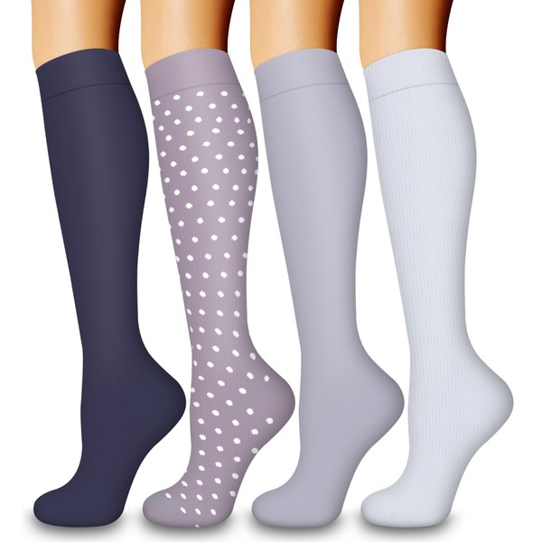 Laite Hebe 4 Pairs-Compression Socks for Women&Men Circulation-Best Support for