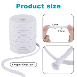 PH PandaHall 43 Yards Flat Drawstring Cord, 1cm Replacement Cotton Cord