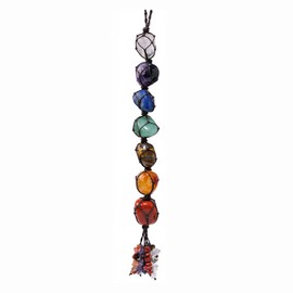 Runyangshi Healing Crystals 7 Chakra Stones Car Hanging Ornament with Chip Stones Tassels Hanging Reiki Meditation Energy Balance Yoga Home Decor