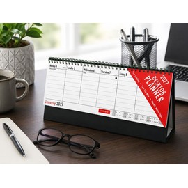 2027 Desktop Weekly Planner Calendar - Week To View Freestanding Flip