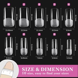 Kawyehu Long Almond Nail Tips, 240 Pieces, Full Cover Nail Tips, Artificial Nails, 10 Sizes, Artificial Nails for Sticking, PMMA Pre-Buffed Tips for Nail Art-L, Geometric