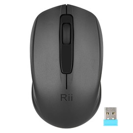 Rii Maus kabellos, 2.4G Funkmaus mit USB Empfänger(befindet Sich im Akkufach auf der Rückseite der Maus) Für Links und Rechtshänder, PC/Laptop/Windows, Schwarz
