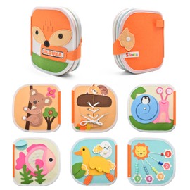 Silouka Montessori Felt Quiet Book for Toddlers Animal Busy Book for Kids Gift Busy Book for Toddlers Preschool Learning Activities Book for 2 3 4 Year Old(Fox)