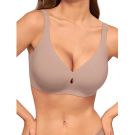 LUCKMEEY Bras for Women No Underwire Push Up Wireless Bra Seamless Bras Full Coverage Supportive Everyday Bra with Lift Coffee