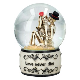 Romantic Skeleton Bride and Groom Snow Globe 13.5 cm - Love Never Dies, Gothic Decoration Love Valentine's Day Figure