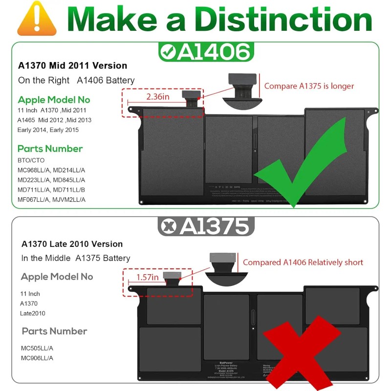A1406 Laptop Battery 11'' A1370 (Mid 2011) And A1495 A1465