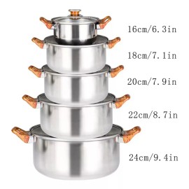 Generic 5 Pcs Juego De Ollas De Sopa De Acero Inoxidable