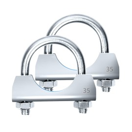 Glarks 2Pcs Exhaust U-Clamps 35MM (1-3/8in) Muffler Exhaust Clamps U-Bolt Clamps Design with Saddle Flange for Exhaust Tail Pipe