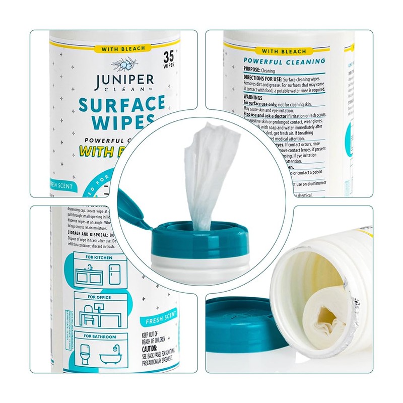 Juniper CLEAN 1 Pack Surface Cleaning Wipes with Bleach, All-Purpose