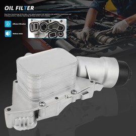 MUNIK 11428585235 Aluminum Oil Cooler Filter Housing Assembly For 14-19 Mini Cooper, for 16-19 Clubman, for 2017-2020 Mini Cooper Countryman, for 16-19 X1, for 18-19 X2 1.5 2.0L Replace# 11428511391