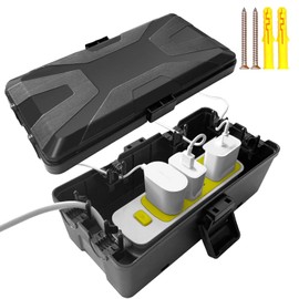 Waterproof Outlet Box, Outdoor, Outlet Cover, IP55, Waterproof, Extension Cord, Power Tap, Outdoor, Usable, Weatherproof, Rainproof, Dust, Earthquake, Dirt, Wall Mount