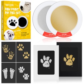 Paw Print Set Dog Cat, 2 Pieces Colour Footprint Baby Set with 2 Photo Frames 4 Cards, Dog Paw Imprint, No Contact with Paint, Cat Gift for Dog Owners (Gold & Silver)