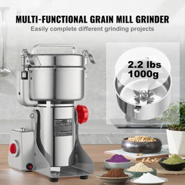Happybuy 1000g Electric Grain Mill Grinder, High Speed 3000W Commercial Spice Grinders, Stainless Steel Pulverizer Powder Machine, for Dry Grains Spices Cereals Coffee Corn Pepper, Swing Type