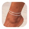 LUXYSODE Silver Anklets for Women,Dainty Layered Waterproof Adjustable Anklet, Beach