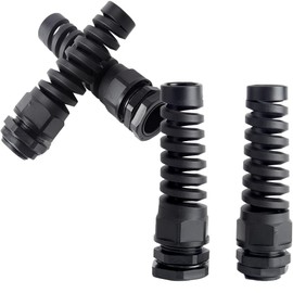 Cable Gland Connector, PG13.5 Plastic Wire Hole IP68 Waterproof Flex Spiral Strain Relief Protector for 6-12mm Dia Wire, 4pcs