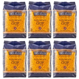 DeLallo Gluten Free Orzo Pasta, 12 oz Bag, (6 Pack), Made with Corn and Rice Flour, Handcrafted in Italy, Non-GMO, All Natural, Kosher