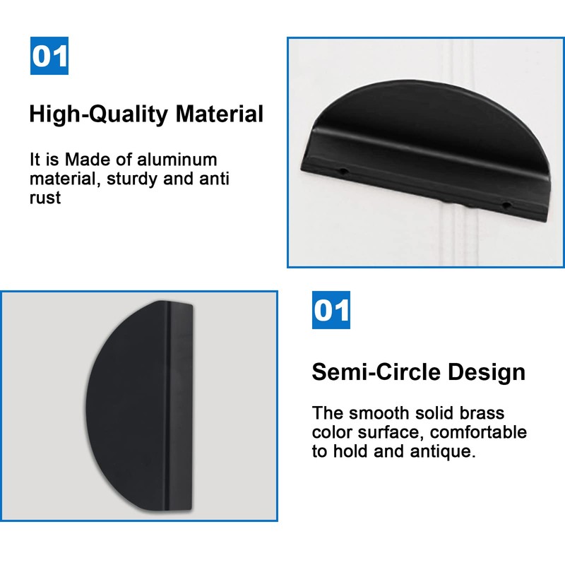 INCREWAY Half Moon Drawer Pulls,8PCS Aluminum Alloy Cabinet Pulls Semicircle