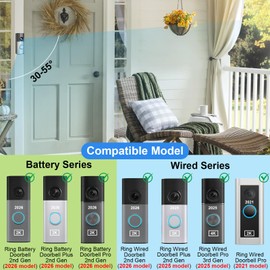 Adjustable 30-55° Doorbell Angle Mount for Ring Newest 2026 Battery Doorbell/Plus/Pro & Wired Doorbell/Pro/Plus,Wedge Kit Corner Mounting Bracket Holder Accessories for House,Enhanced Protection Mount
