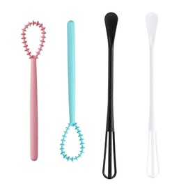 4 Pcs Plastic Egg Whipper Reusable Small Egg Beater Manual Multifunction Mini Whisks for Cooking Blending Whisking Mixing Frothing & Stirring (Random Color)