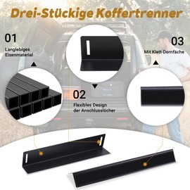 ueslwser Auto Kofferraum Organizer Klett Kofferraum Befestigung Klett Gepäckfixierung Auto Organizer Klet Fixierung Cargoelemente Kofferraumtrenner für Van Limousine den Kofferraums, 3 Stück