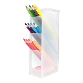 D.RECT Schreibtisch-Organizer, Stift-Regal für Büro, Schule, Heimbedarf, durchscheinend, Weiß, 4 Fächer, 4-teilig Pen Holder