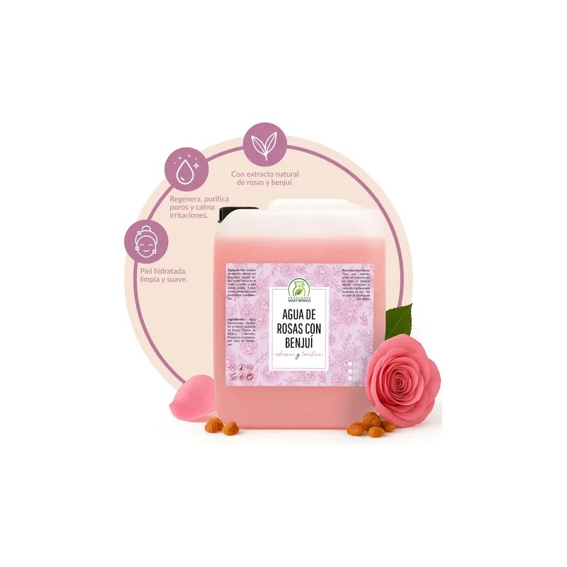 Agua de Rosas y Benjuí 5 Litros Tónico Hidratante Rostro