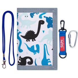 sundee Kids Wallets for Boys Girls - Kids Trifold Wallet Ages 3-16,Toddler Wallet with Zippered Coin Pocket and 4 Card Holders, Birthday Gifts for Children Dinosaur K