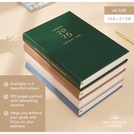 2025 Planner with 320 Pages, Faux Leather Diary with Daily, Weekly and Monthly Planning, Selfcare, Goals, Dreams, Yearly Notebook (Blush Pink)