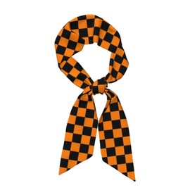 SHBYYGR Black Orange Checkered Head Scarf Hair Neck Scarves for Women Fashion Purse Bag Scarfs Handbags Silky Satin Headscarf Charms