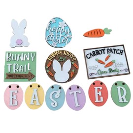 12Pcs Wooden Easter Ornaments Easter Tabletop Wooden Signs Easter Party Supplies Home Decor Gifts