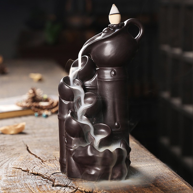 Waterfall Incense Burner Teapot Design Serene Ambience Relieve Anxiety Aid