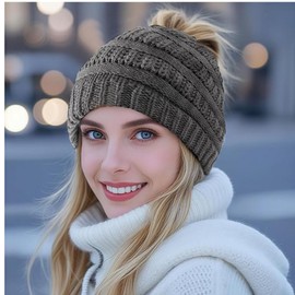 iDopick Satin Lined Winter Beanie Hat for Men Women, Warm Knit Hat Breathability & Elasticity Snow Cap Hat for Cold Weather (Dark Grey)