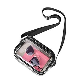 Clear Messenger Bag Crossbody Shoulder Clear Bag Stadium Approved for Work Concert Security Travel Sports (Black)