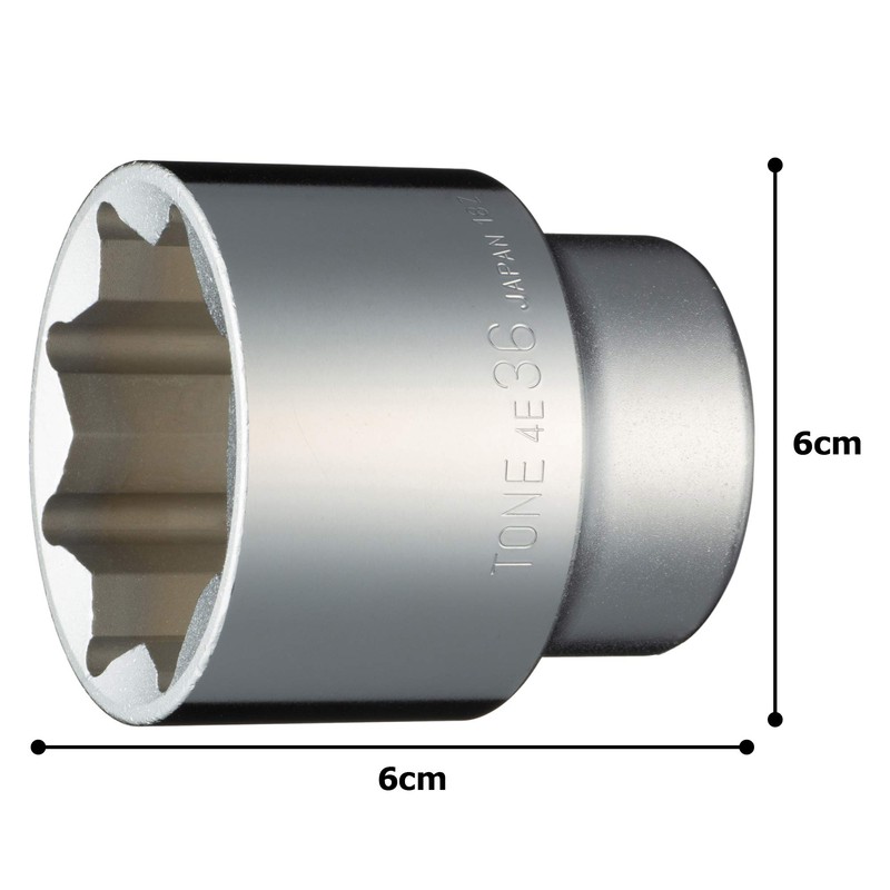 TONE Socket (Octagonal) 4E-36 Drive Size 12.7mm (1/2") Width Across