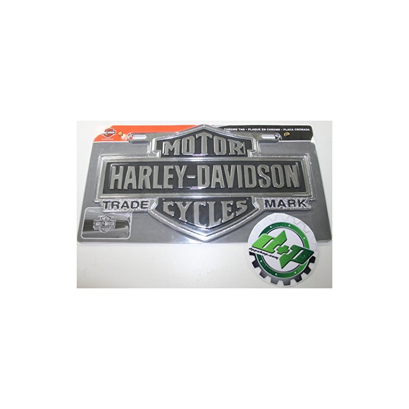 Harley Davidson Chrome tag License Plate Silhouette Logo Black
