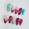 Handmade Press on Nails Almond Medium 3D Floral French Tip