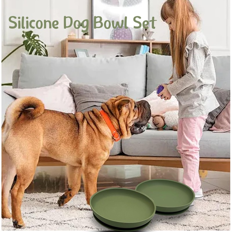 Apatal Silicone Dog Bowl Set of 2-7.7in No Spill Puppy