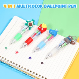 JOLLYFUN 32PCS Mini 4-in-1 Multicolor Retractable Ballpoint Pens - Cute Cartoon Pen Set with Blue Red Black Green Ink - School Supplies, Classroom Prizes, Kids Party Favors, Year End Gifts