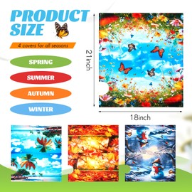 Teenyyou 4 Pcs Seasonal Mailbox Covers Magnetic Standard Size 21 x 18 Inches Summer Autumn Winter Spring Mailbox Covers Waterproof for Outdoor Yard Home Garden Decoration