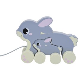 Discovery Toys – Wooden Pull Along Rabbit & Bunny | Pull Along Rolling Animal Toy | Pull Along with Cord & Baby Bunny | Easy to Grasp, Push and Pull Wooden Baby Toy| 12 Months+