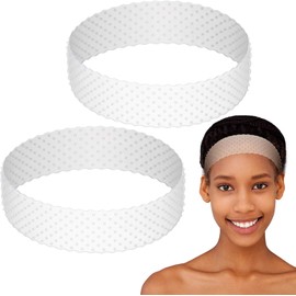 2 bandas de silicona para peluca, banda de silicona ajustable para peluca, para fijar pelucas, sin costuras, banda de agarre fuerte, para hombres, mujeres, deportes, yoga, (blanco)