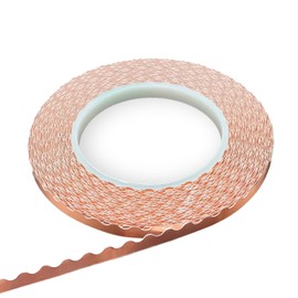 ARTIMUSES Black Backed 1/4 Inch Scalloped Copper Foil Tape for Stained Glass, DIY Handicrafts, Crafting