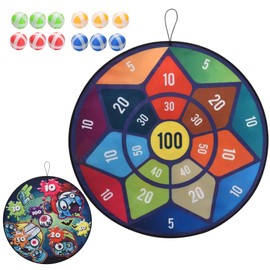 29” Dart Board for Kids – Reversible & Packable Large Kids Dart Board Reversible, Fun Dart Games, Easy Hang with Adhesive Hook 12 Balls Included. for Kids Ages 4-8, 8-12 Years Old - Zombie