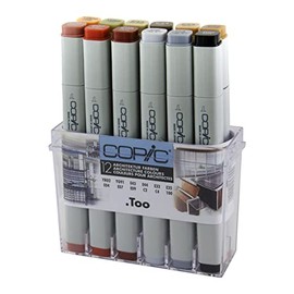 COPIC Classic Set "Architektur Farben", 12er Set im Acryl-Display, Twin Marker mit einer mittelbreiten und einer feinen Spitze