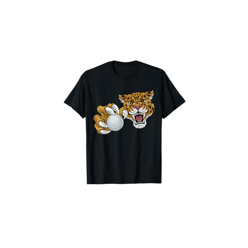 Jaguar Leopard Cheetah Panther Golf Ball Cartoon Character T-Shirt