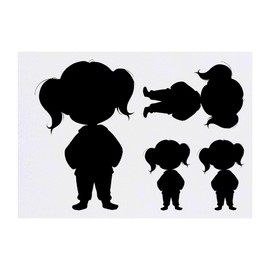 4 x 'Little Girl Silhouette' Temporary Tattoos - Water Resistant, Skin-Safe, Non-Toxic Transfers, Mixed Sizes (TO00083542)
