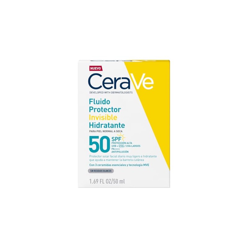 CeraVe Fluido Protector Invisible Hidratante 50FPS protector solar hidratante facial
