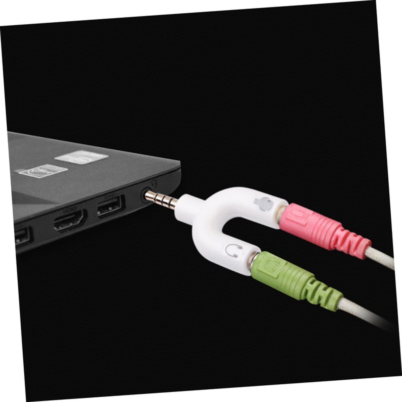 LALAFINA U Shape 3.5mm Headphone Splitter Adapter Mic Converter Stereo